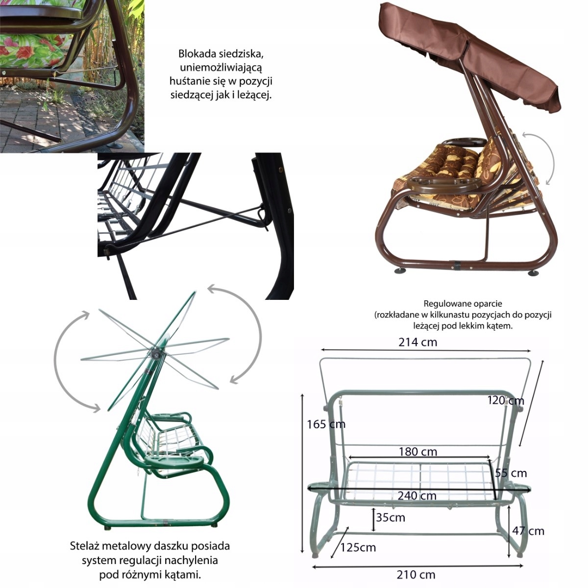 Huśtawka Ogrodowa PREZYDENT RODOS Wzór 23 Długość siedziska 180 cm