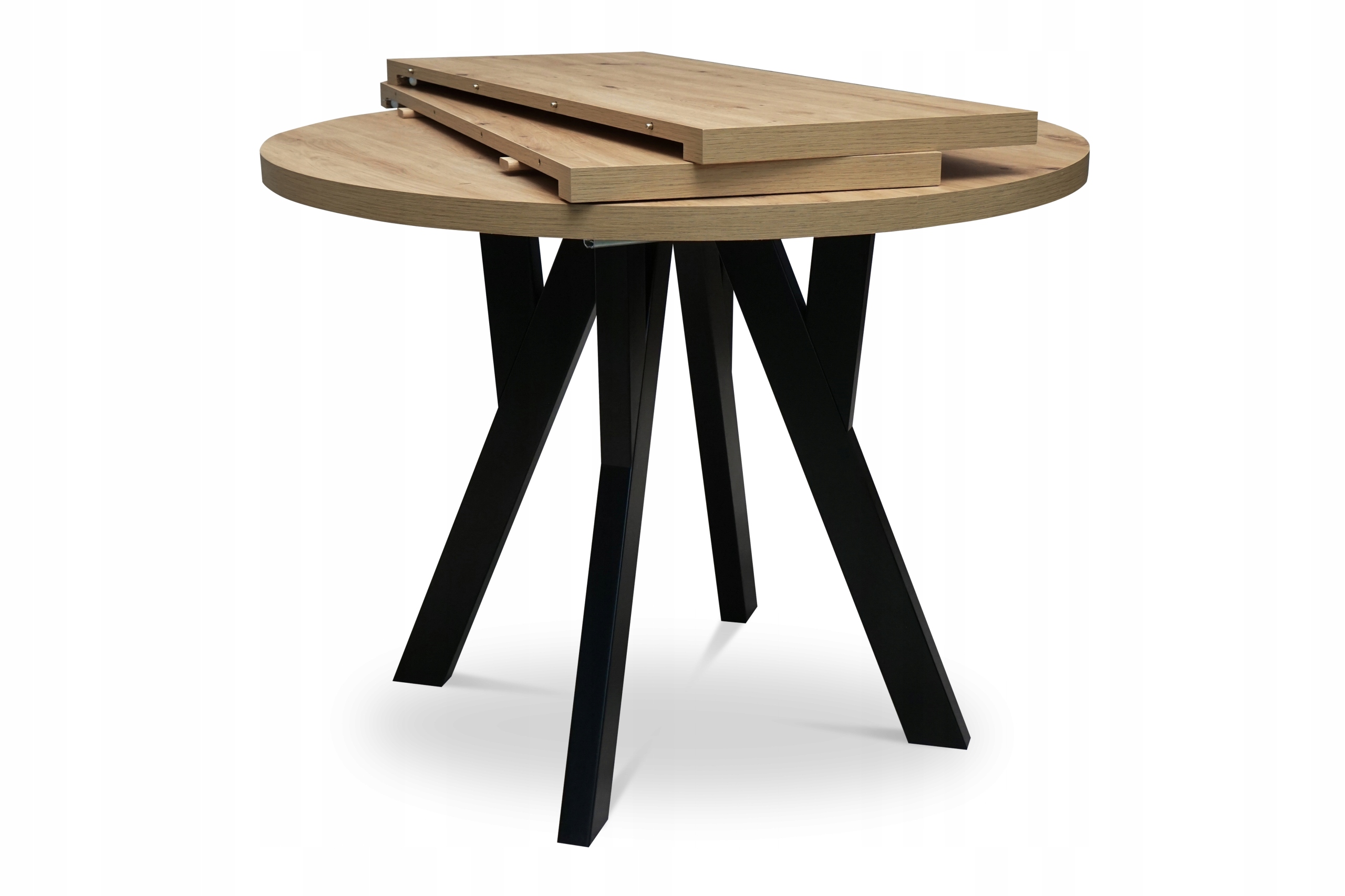 STÓŁ OKRĄGŁY ERNI BLACK 90/170 ROZKŁADANY DĄB ARTISAN SALON KUCHNIA Kształt blatu okrągły