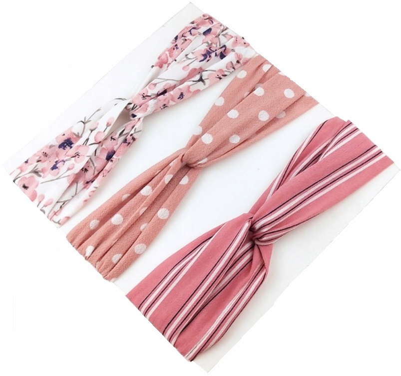

Zestaw Opaska Turban Na Gumce Róż Grochy Kwiaty