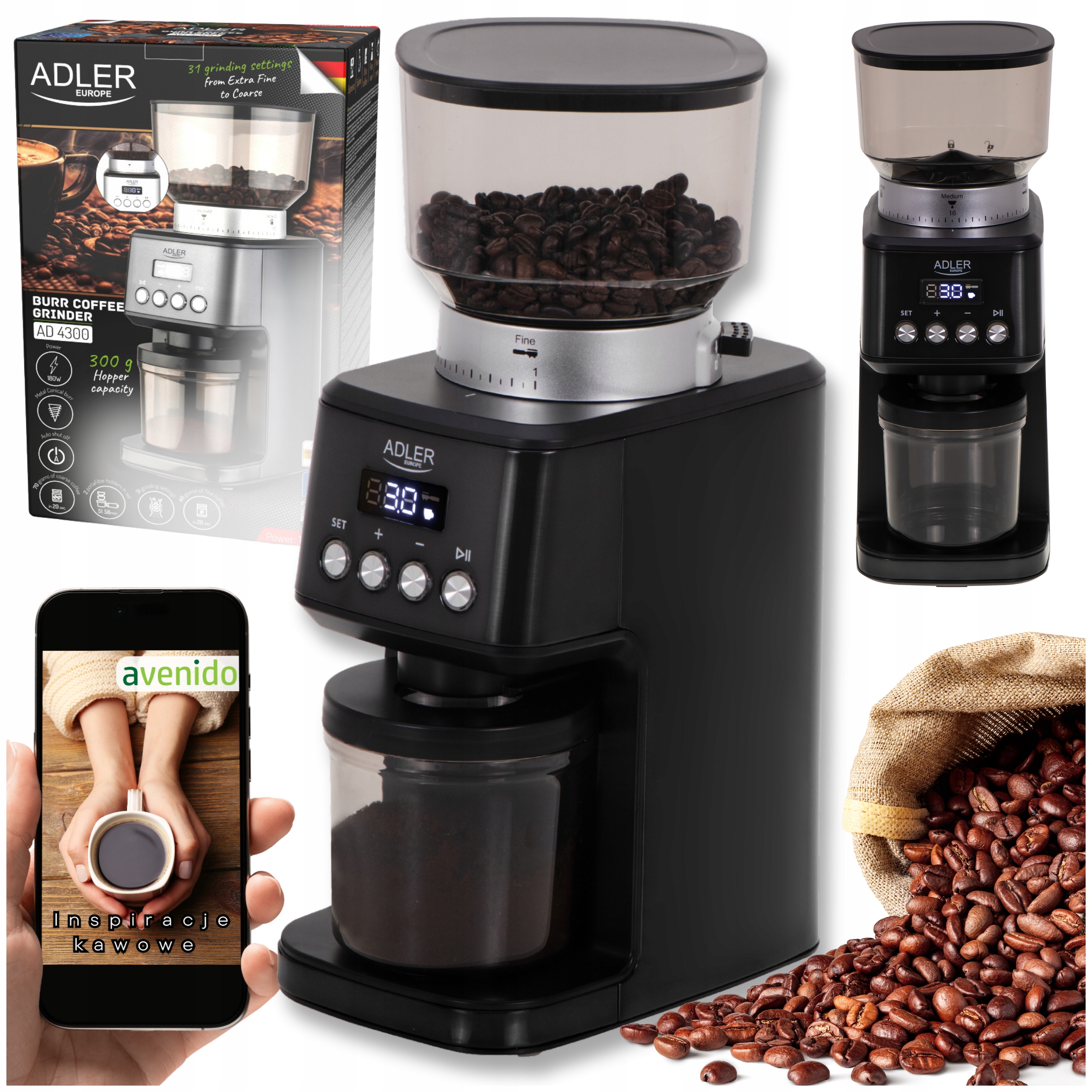 Elektryczny Młynek Do Kawy Żarnowy Regulacja Regulacja 31 Poziomy mielenia