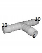 

Trójnik T Pom plastikowy na wąż 10-6 mm Redukcja