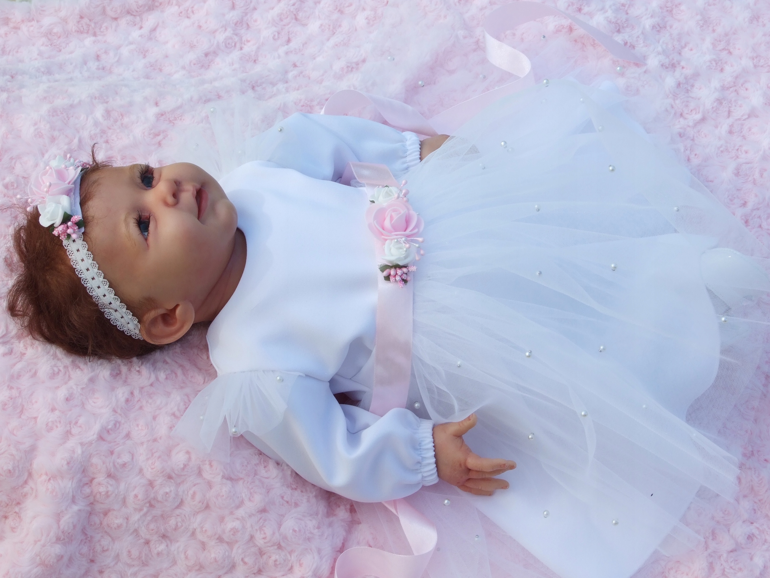 Chrzest BIAŁA sukienka z perełkami dla dziewczynki 56r CHRZEST Waga produktu z opakowaniem jednostkowym 0.5 kg