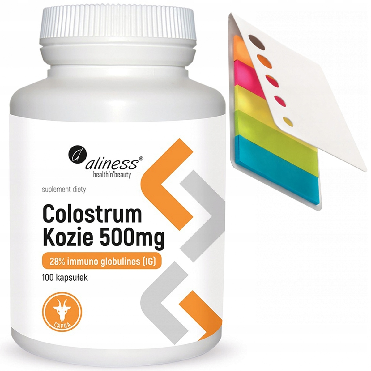 Aliness Colostrum Kozie SIARA imuno globulines IG 28% 500 mg x 100 kaps