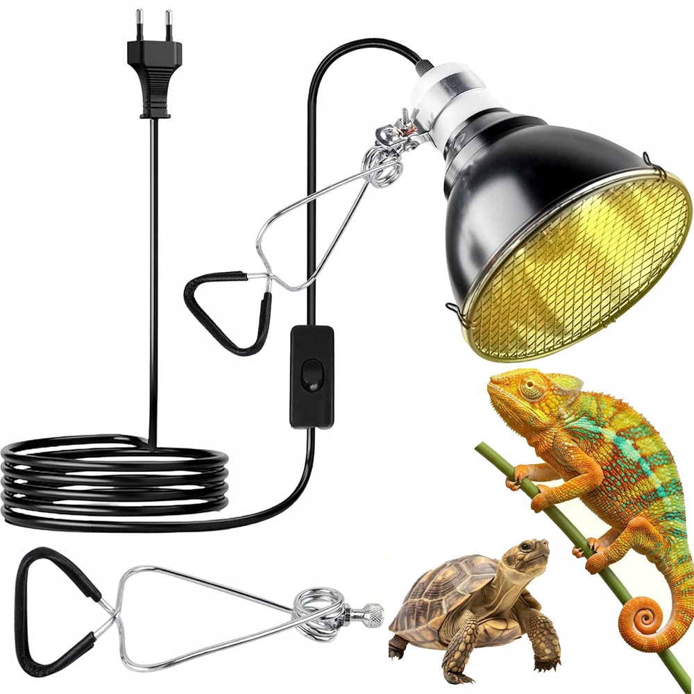 Levně Topná Lampa Otočná O 360° Reflektor Terária Černá Z Hliníku