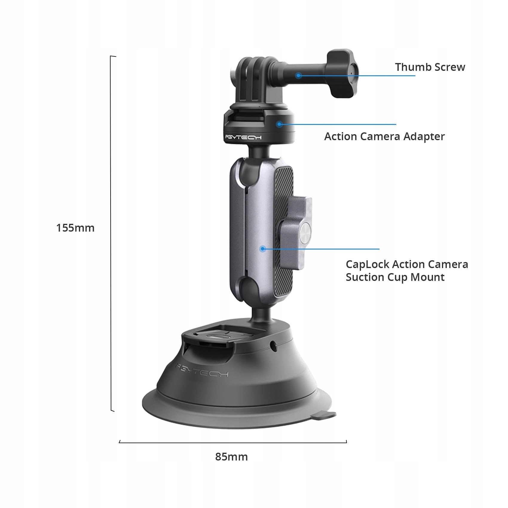 Uchwyt Samochodowy Przyssawka 360 Do Kamer Sportowych DJI GoPro PGYTECH — miniatura 8