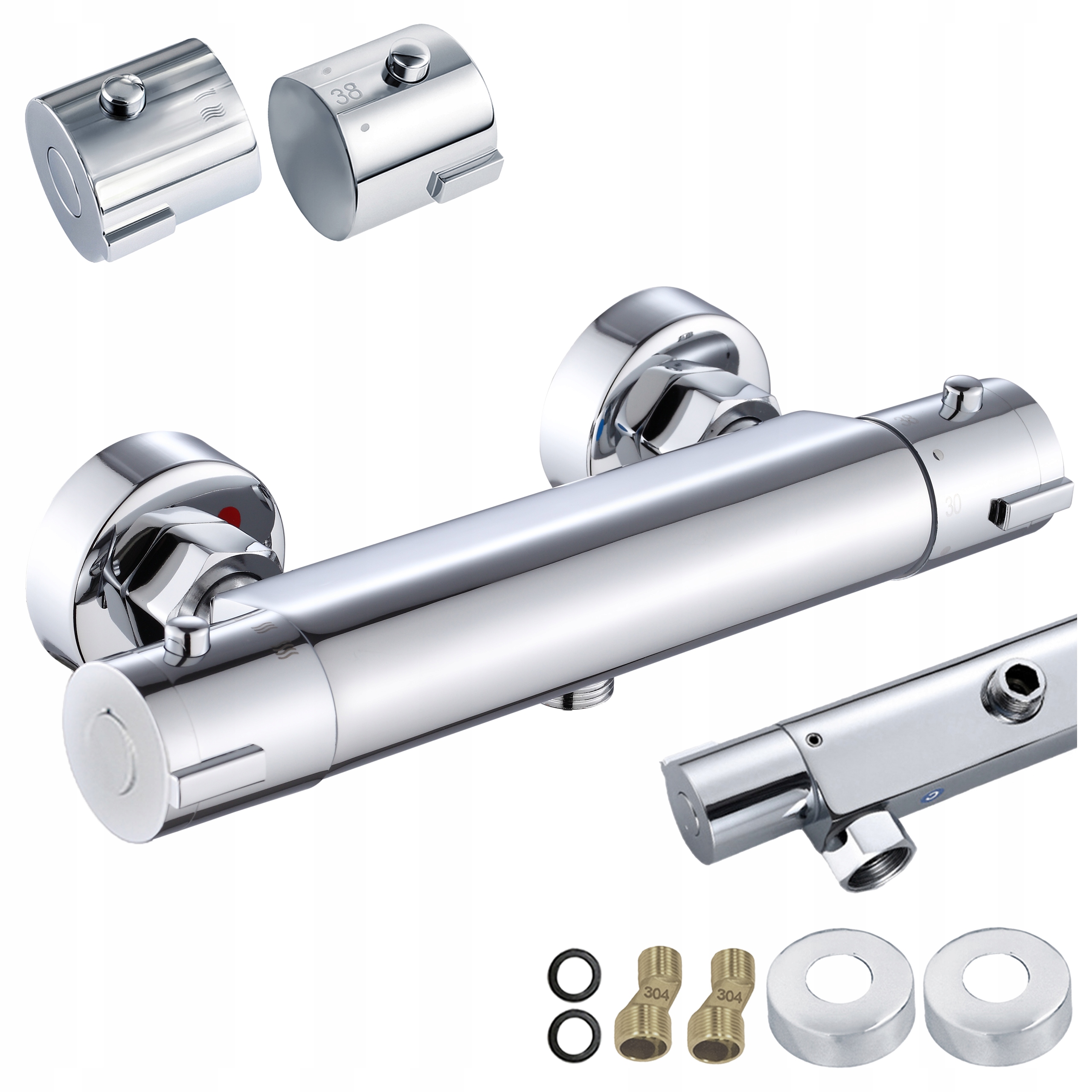 Sprchová Termostatická Baterie Chromová Nástěnná Tepe Stříbrná