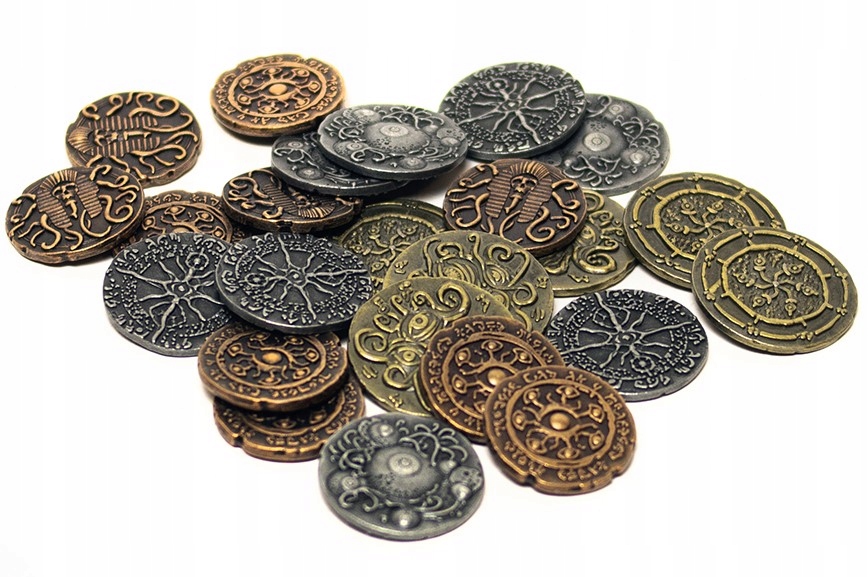 KULTYŚCI ZESTAW 13 METALOWYCH MONET LARP RPG