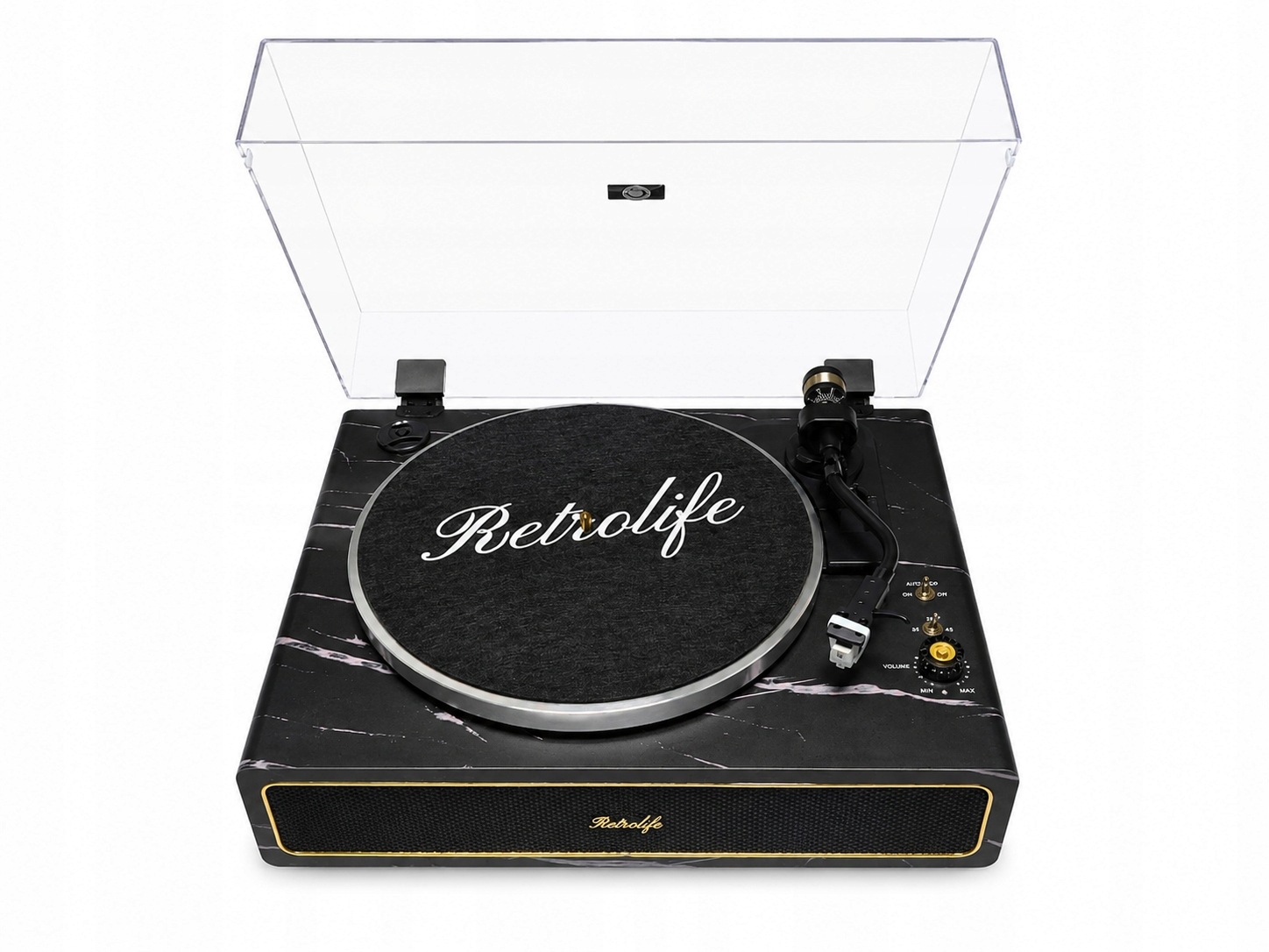Retrolife Gramofon Winylowy Z Głośnikami, Bluetooth Aux, 33/45 Obr./min