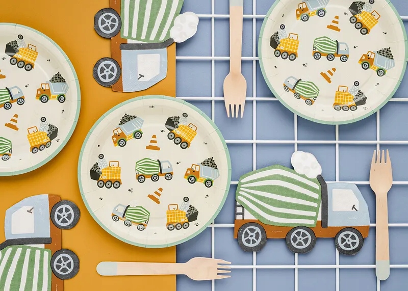 Talerzyki Maszyny Budowlane 18cm 6 sztuk Budowa Party Deco Liczba sztuk w zestawie 6 szt.