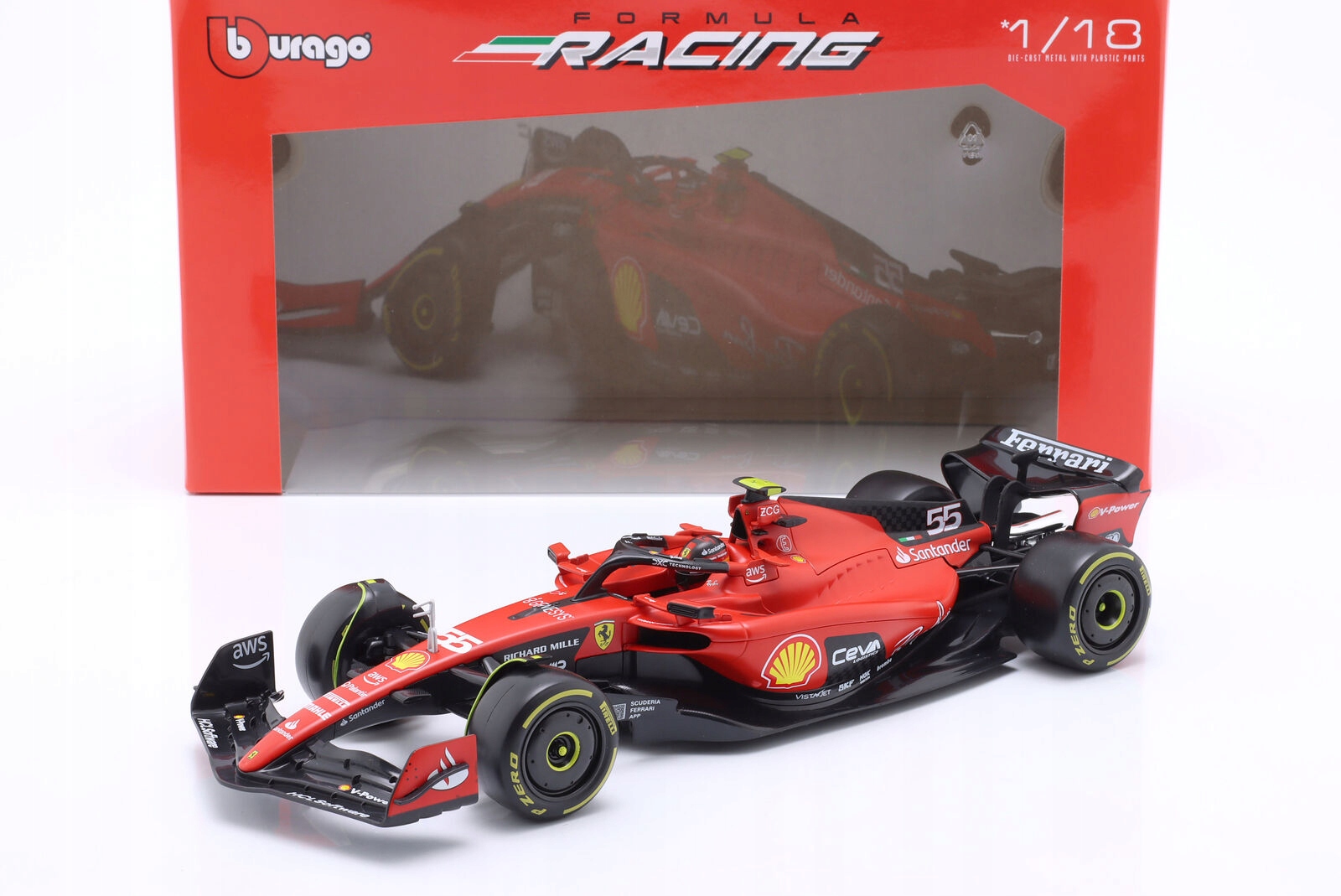 Ferrari Racing 2023, sezóna č. 55 Sainz 1:18 Bburago