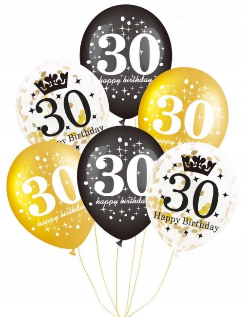 ZESTAW BALONY 30 URODZINY trzydziestka WHISKY balonów złote czarne na hel Marka inna