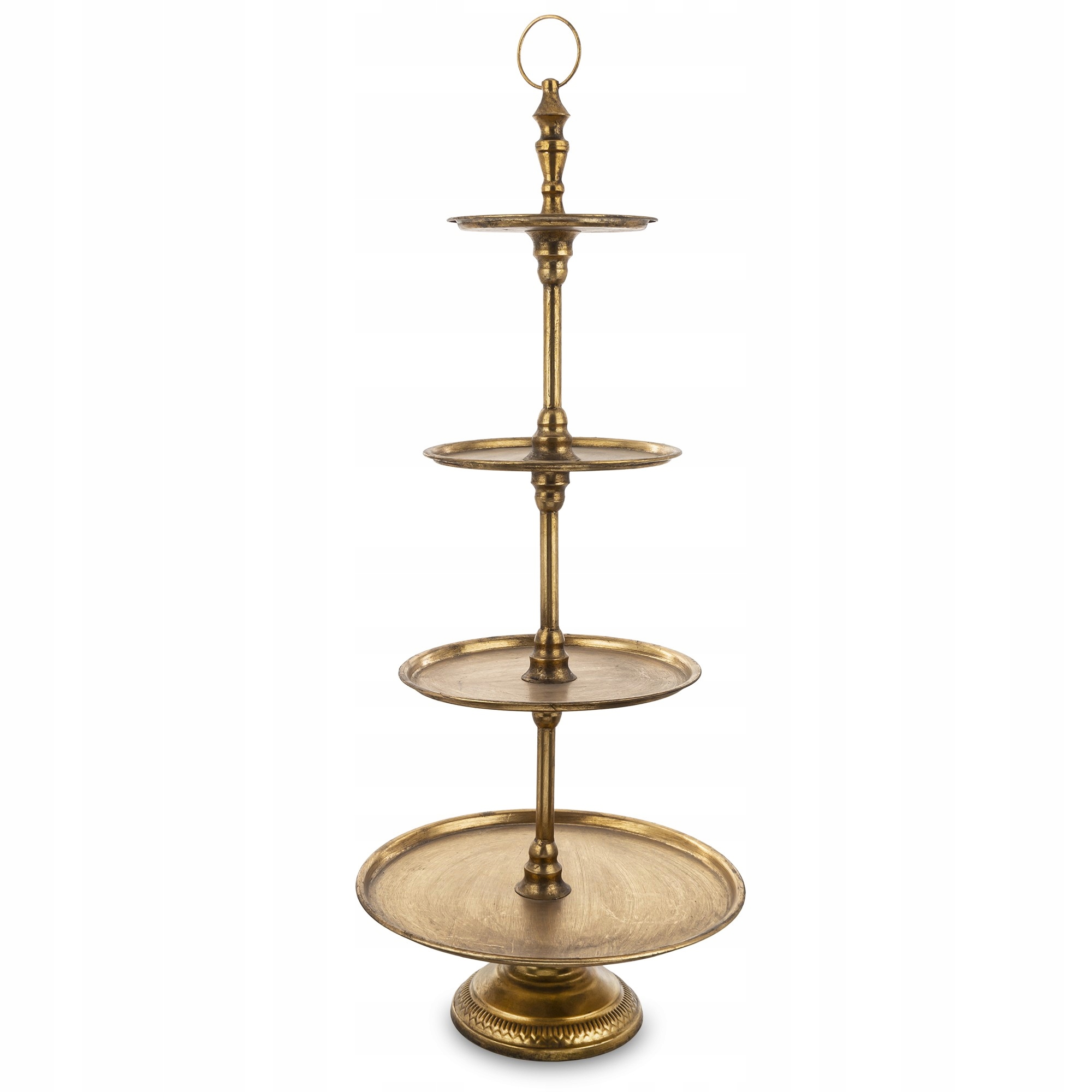 Veľká dekoratívna 4-úrovňová zlatá miska 100 cm kovová na tortu