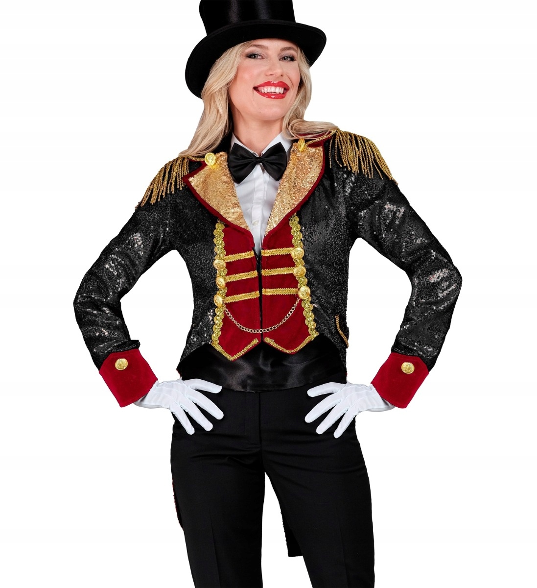 Flitrový černý lesklý dámský cirkusák pro cirkusáka S