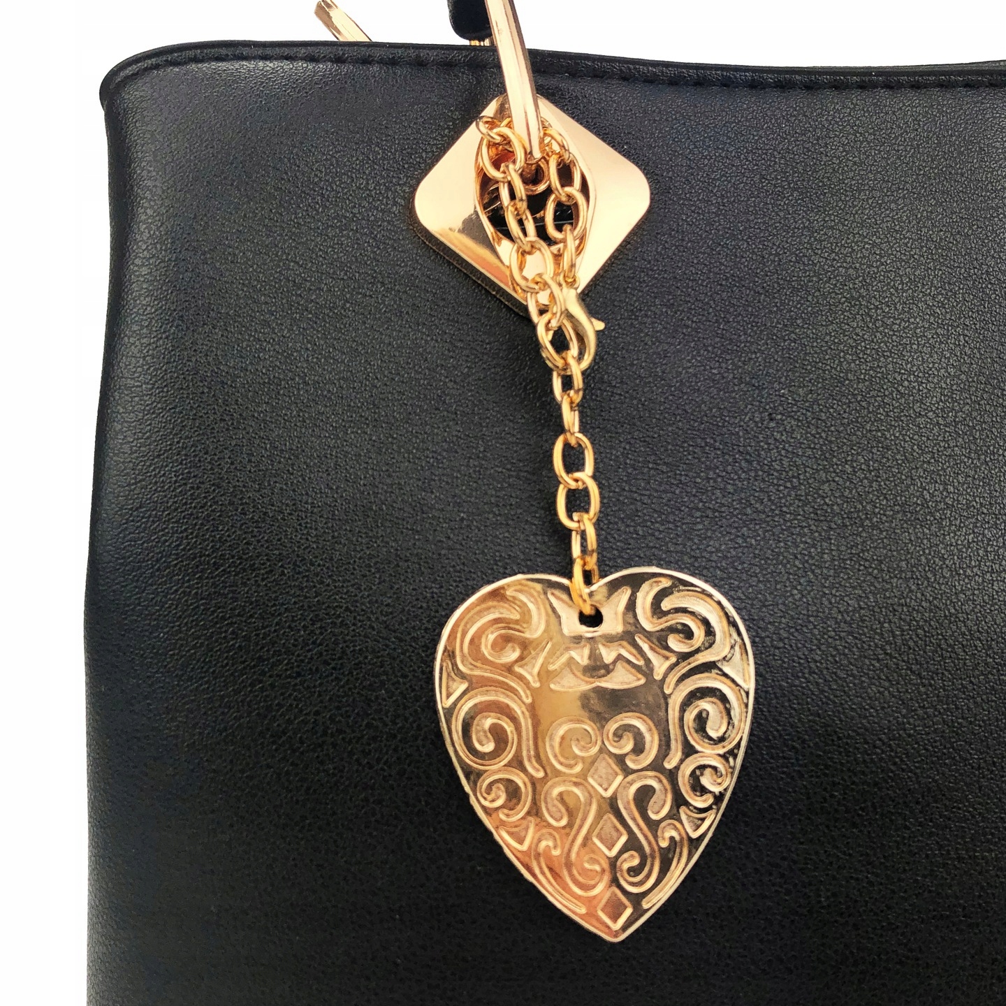 Little Angel Torebka czarna skóra eko skórzana Kuferek brelok Liczba komór 4