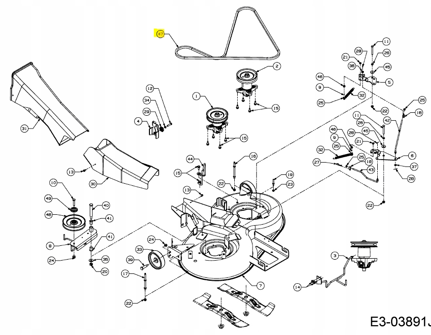 PASEK NOŻY MTD CUB CADET LT1 LT2 NR92 LT3 PR92 CC713 714 715 513 754-04175 Kod producenta FGP016403