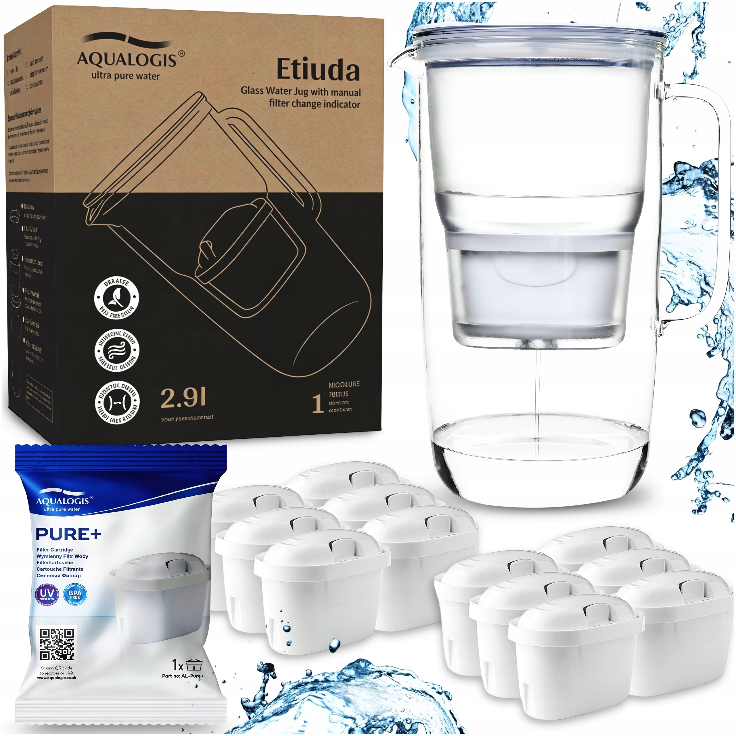 Filtrační konvice Aqualogis Etiuda 2,9 l Bílá 12 náhradních filtrů