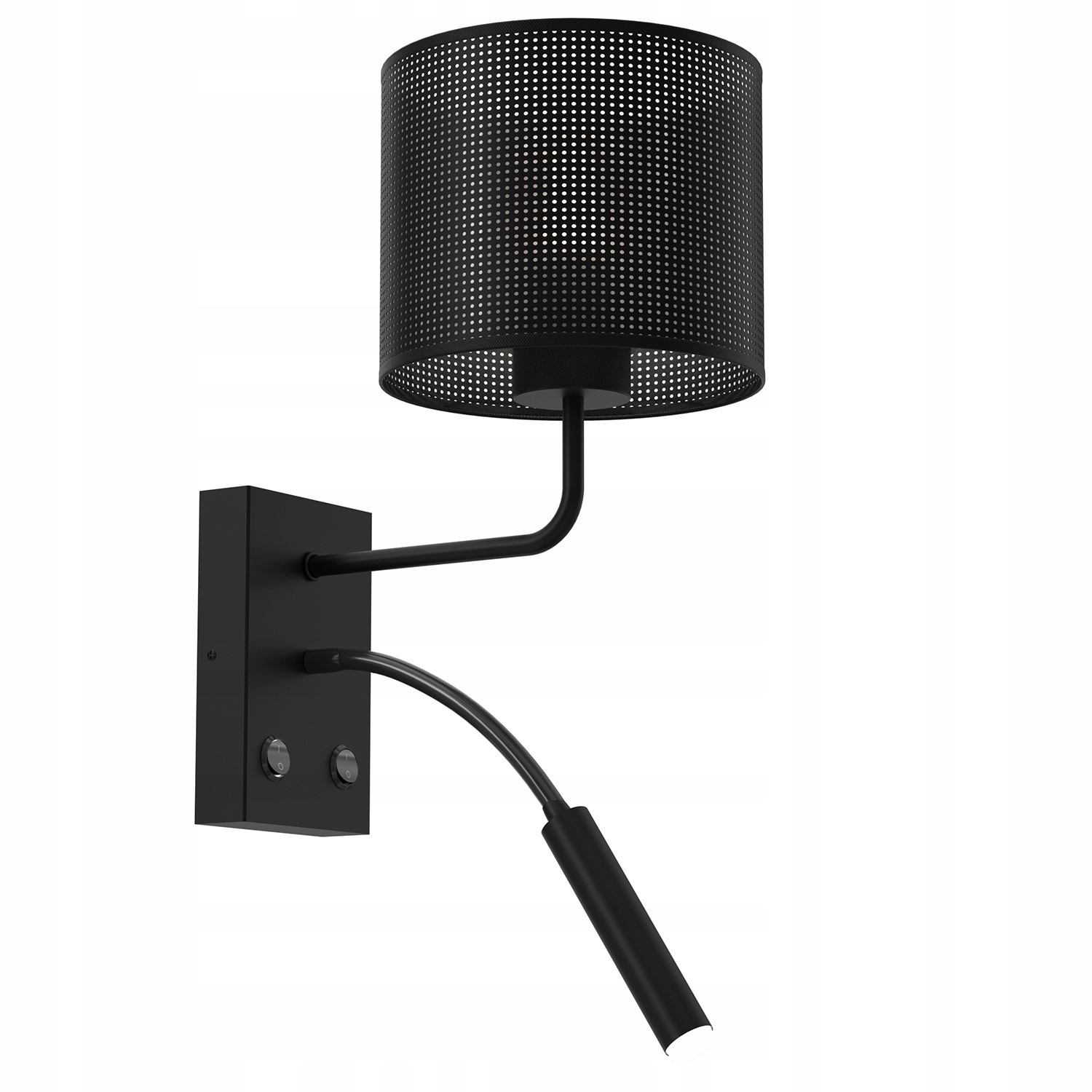 Nástenná lampa čierna s otvormi a lampou na čítanie 2 body Luminex