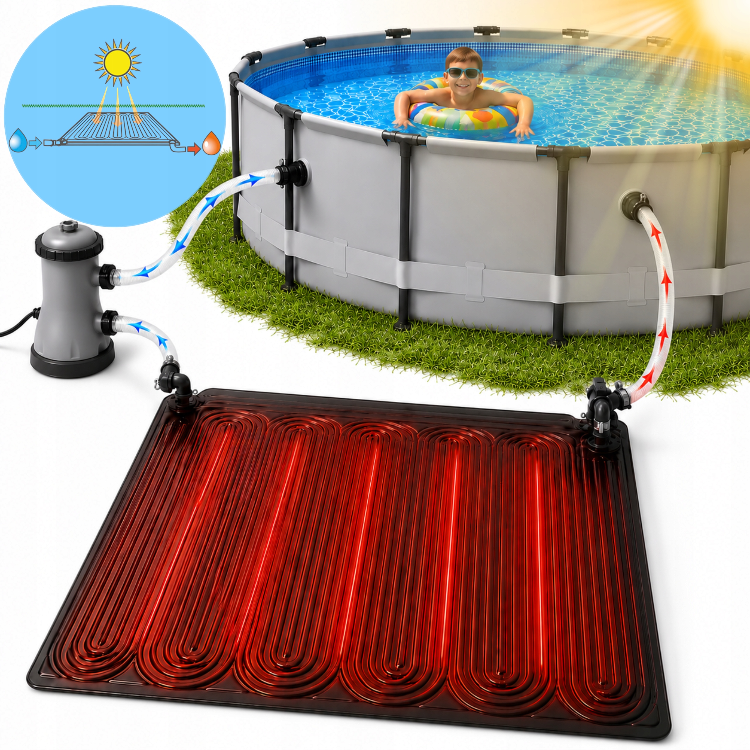 Solární podložka do bazénu Solární panel Topný ohřívač bazénu Kolektor