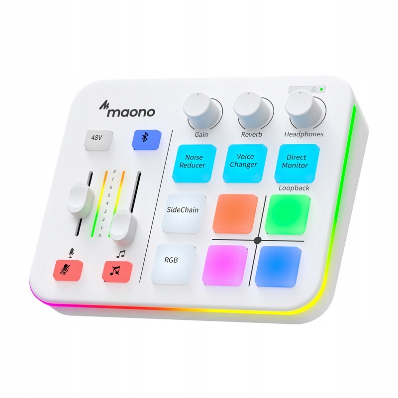 Maono G1 Neo Zvuková karta pro mikrofon Mixer pro streamování Rgb, bílá