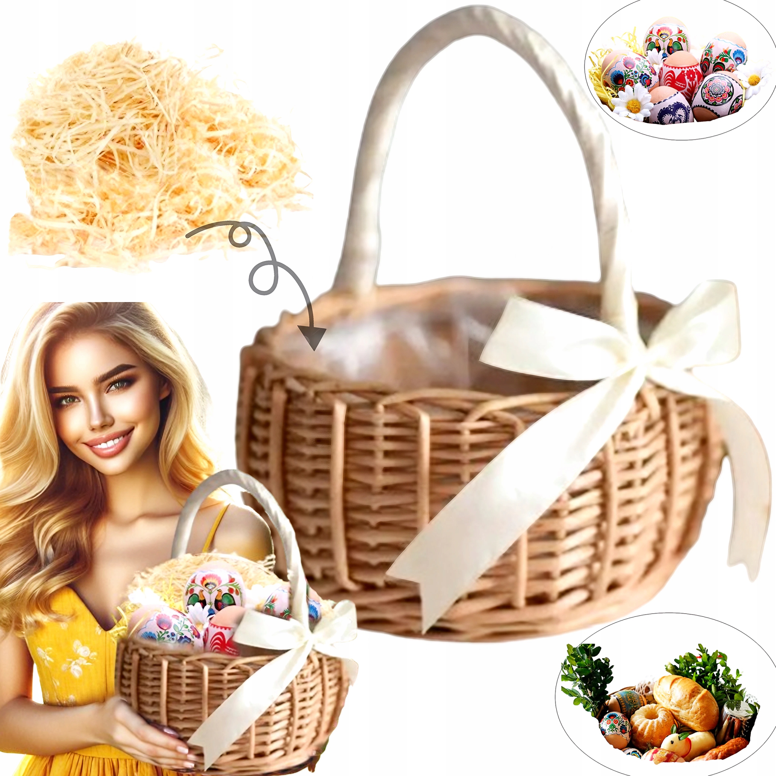 KOSZYK WIELKANOCNY DO ŚWIĘCONKI KOSZYCZEK NA JAJKA PISANKI KOSZ + GRATIS ==
