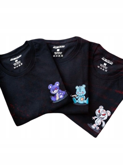 Tričko 3 Kusy Bavlněné Sada Tričko Módní Bestie Pánské Černá M