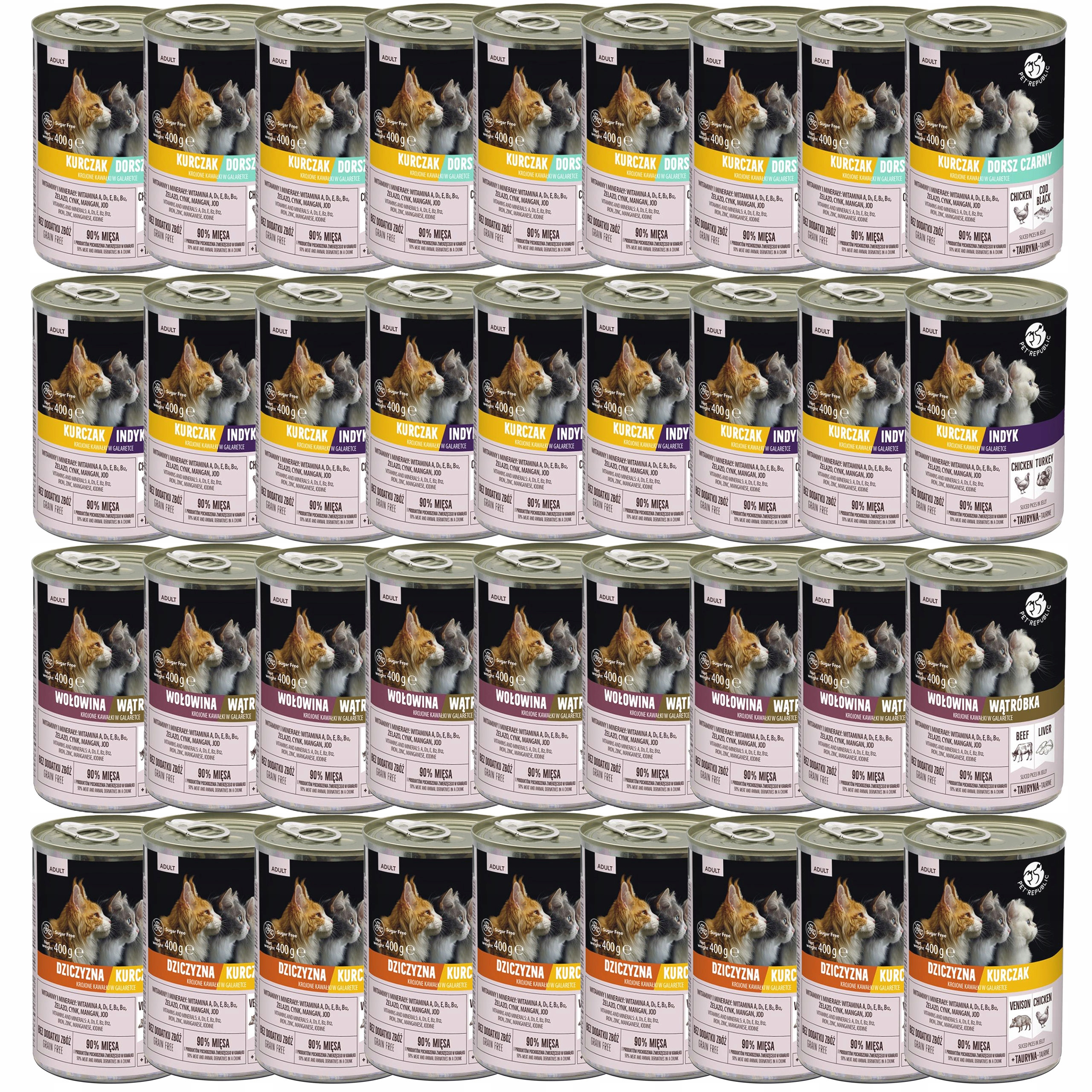 Pet Republic Krmivo mokré kousky v želé pro kočky mix chutí 36 x 400 g