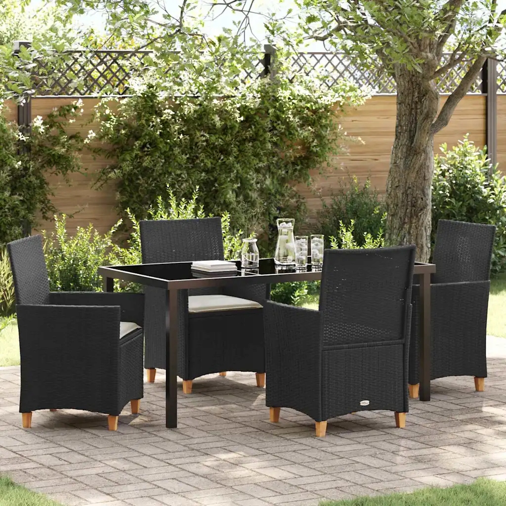 vidaXL Zahradní jídelní souprava 5 pcs Černá polyratan