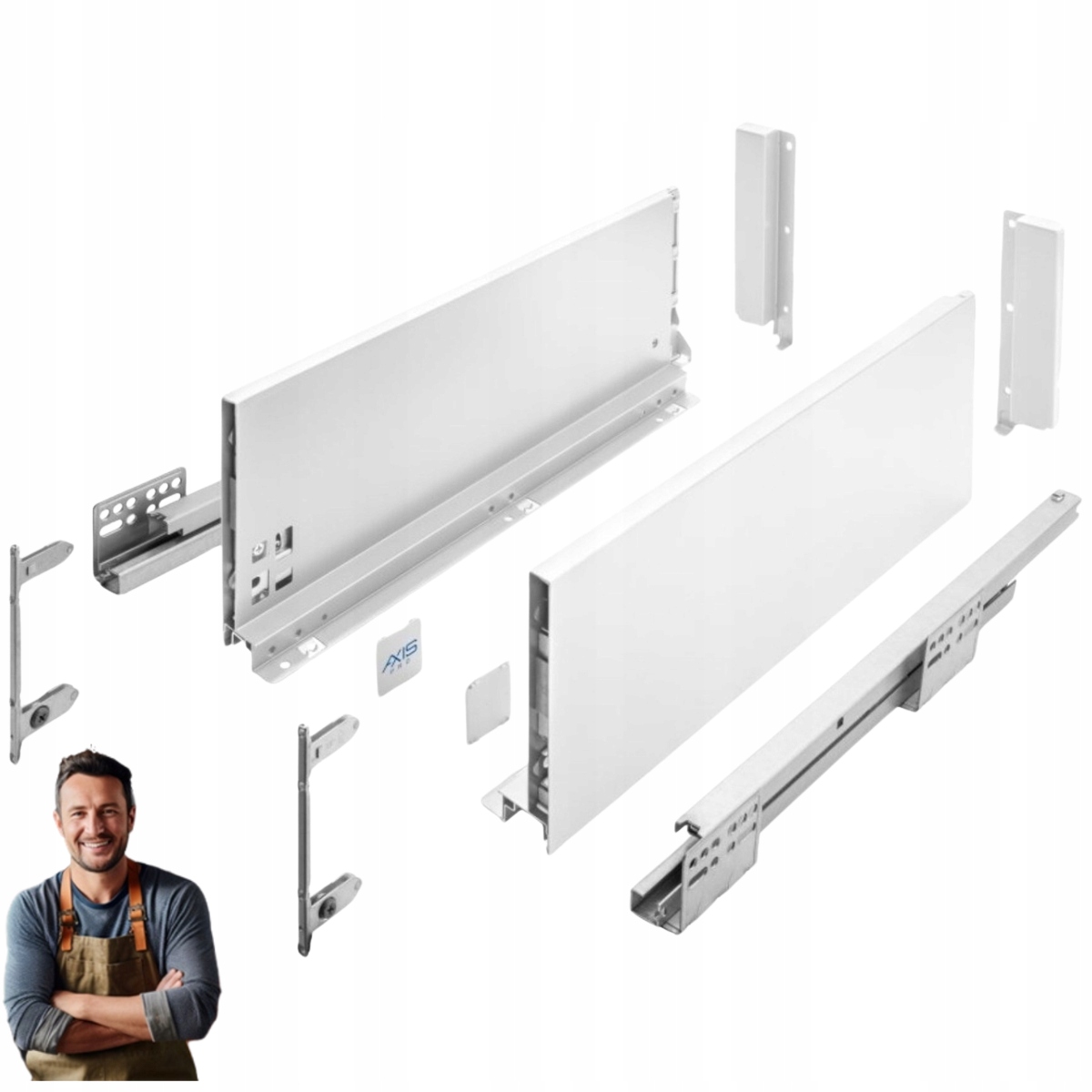 Šuplík Gtv Axis Pro 400 mm bílá vysoká H-167 Plný výsuv 40 kg
