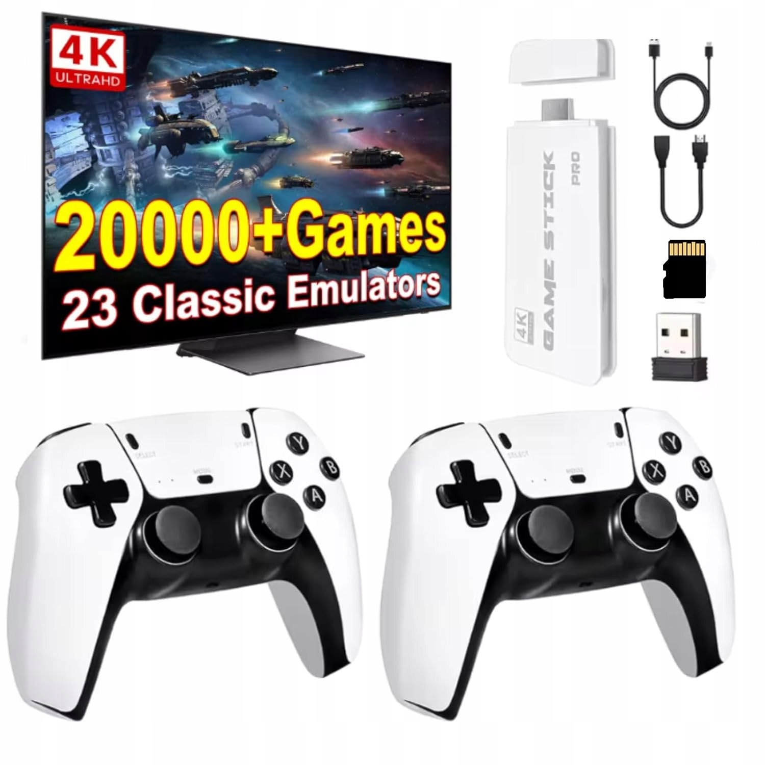 Konsola Retro do Gier 2026 - Nowa Wersja, Retro Game Stick z 20000 Grami