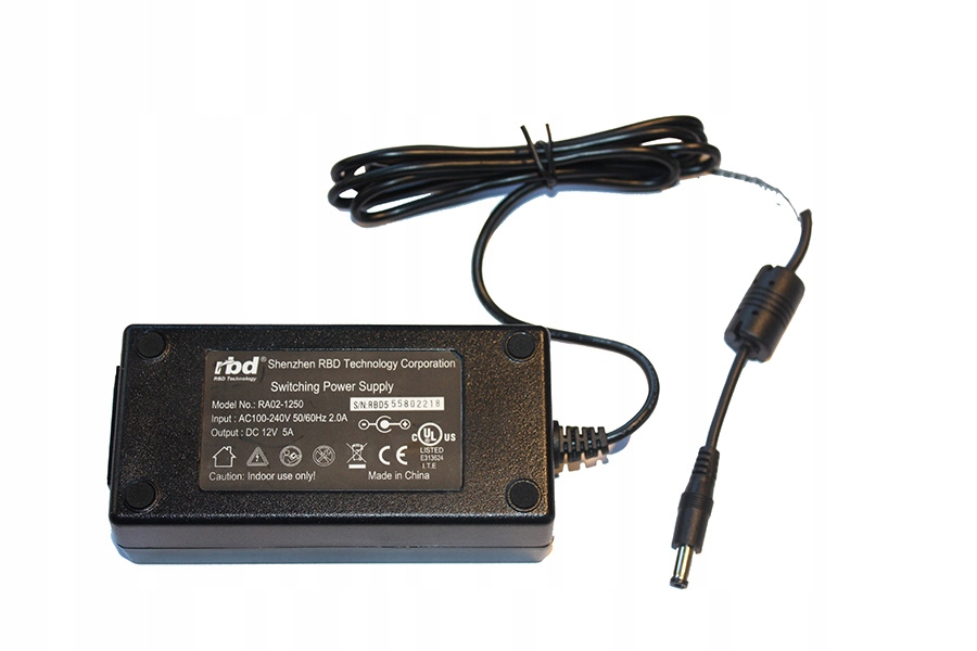 Zasilacz impulsowy DC 12V 5A 60W 5.5/2.5 rbd