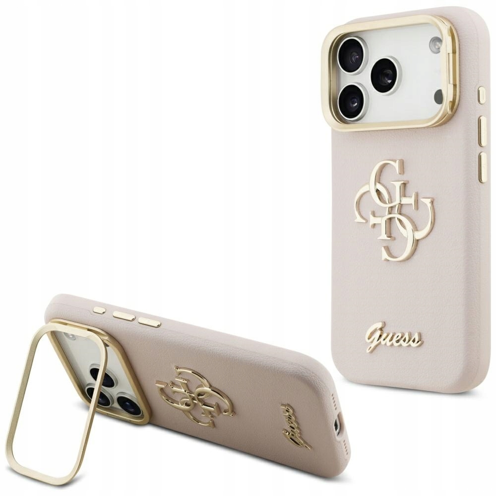 Guess Pu Grained 4G Logo Stand Frame pouzdro pro iPhone 17 Pro, stojánek