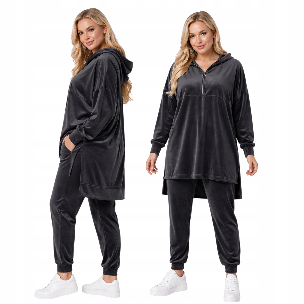 Teplákovka velurová mikina delší tunika unikát komfortní 50 52 5xl 6xl