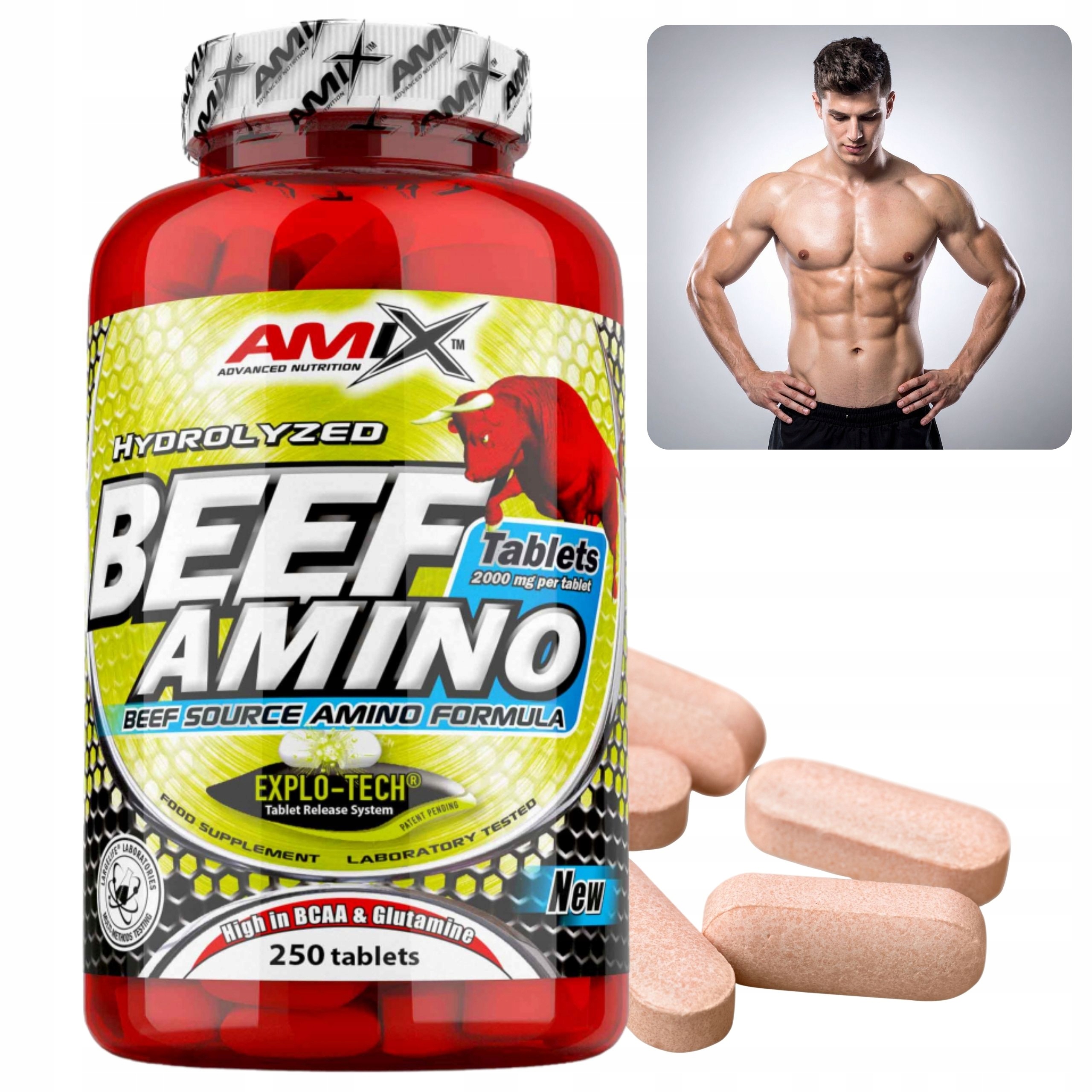 Bcaa Aminokyseliny Eaa s argininem Beef Amino Regenerace svalů 250 tablet