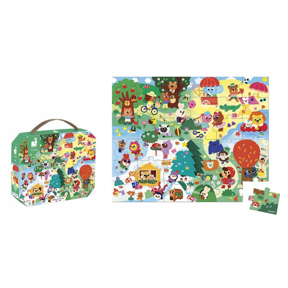 Puzzle w walizce Janod - 4 pory roku 36 elementów 4+