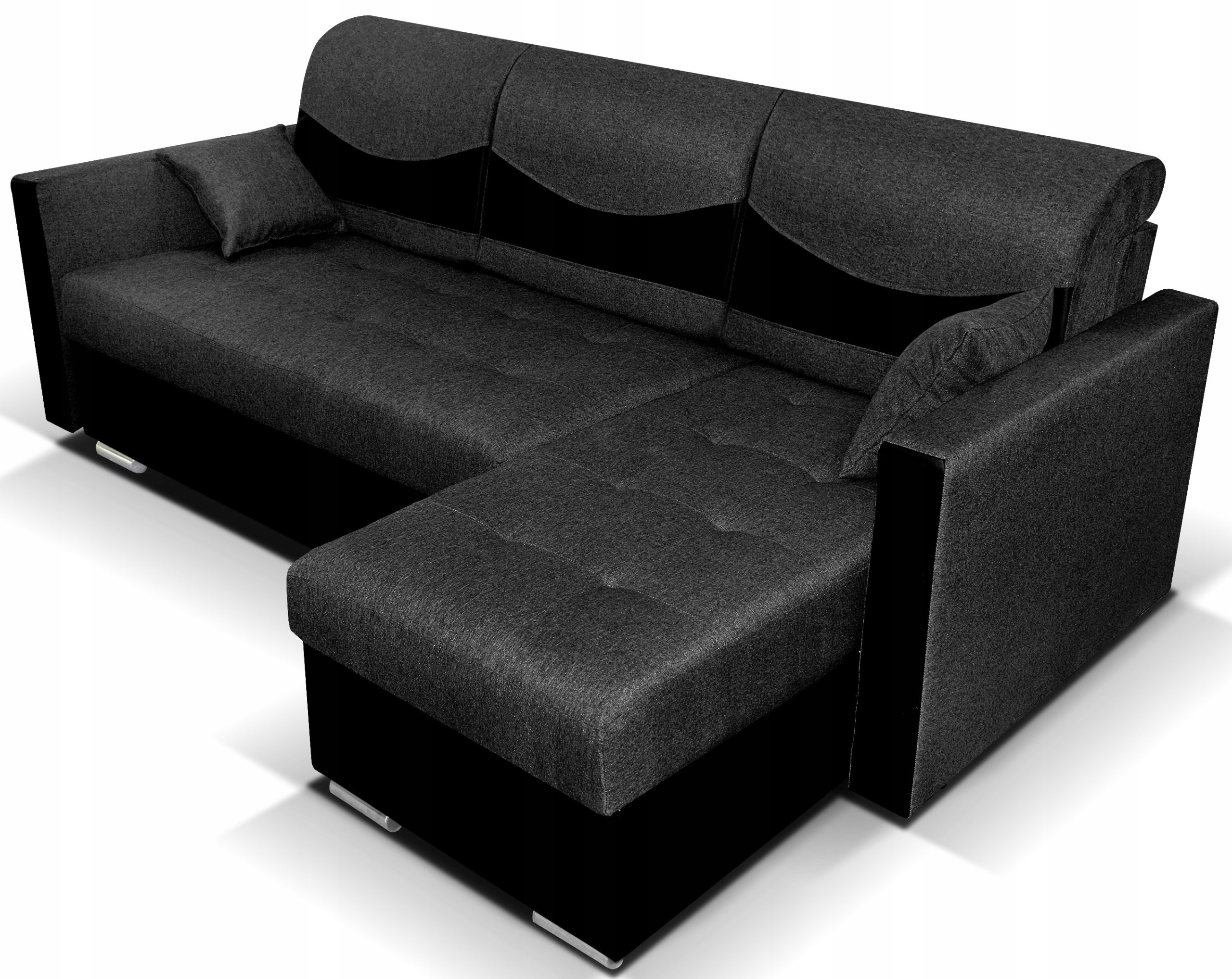 NAROŻNIK 2x pojemnik funkcja spania sprężyny Wysokość mebla 90 cm