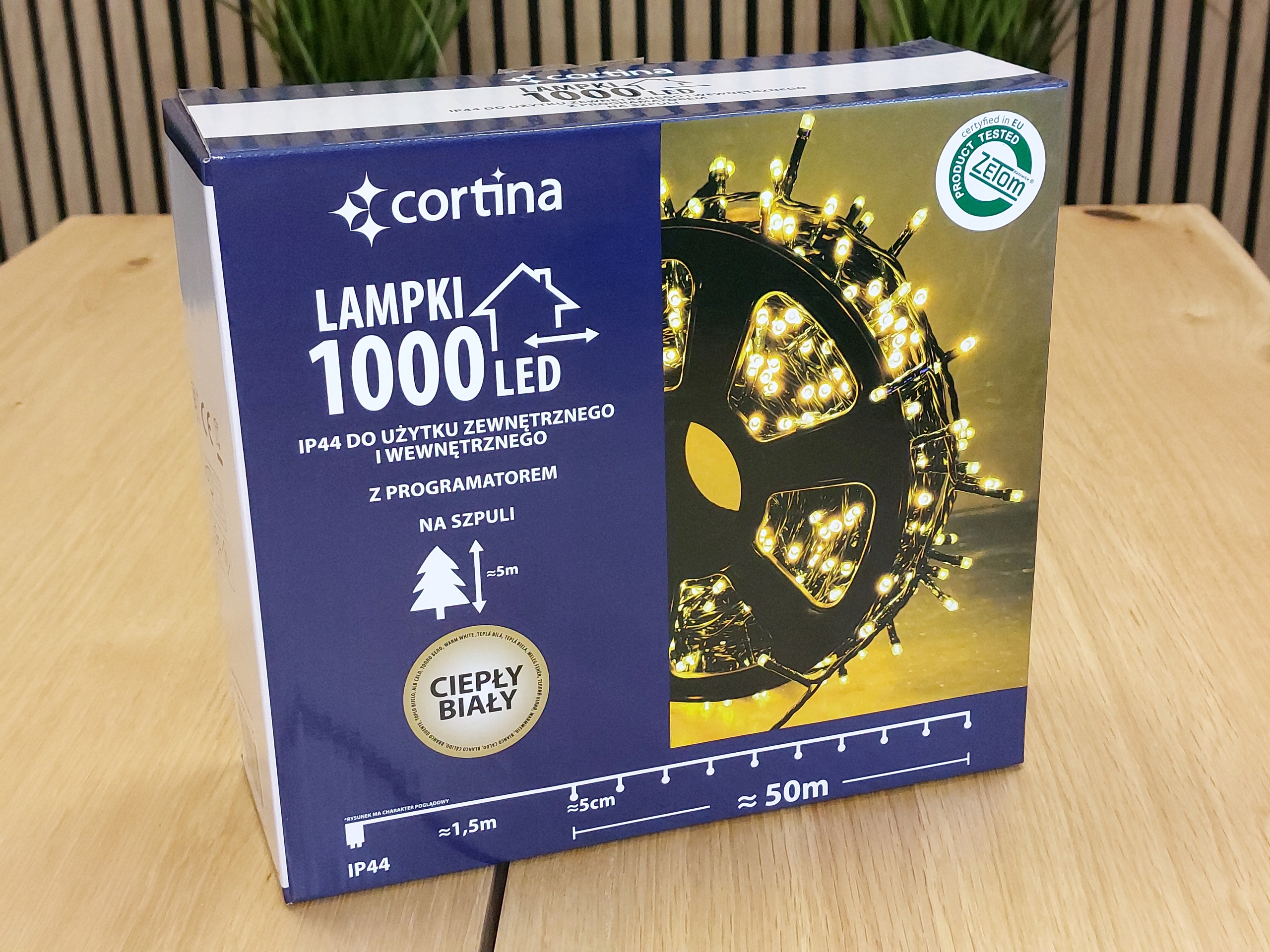 LAMPKI CHOINKOWE 1000 LED ATEST 51,5M BIAŁE CIEPŁY BIAŁY PROGRAMY CHOINKA Marka Cortina