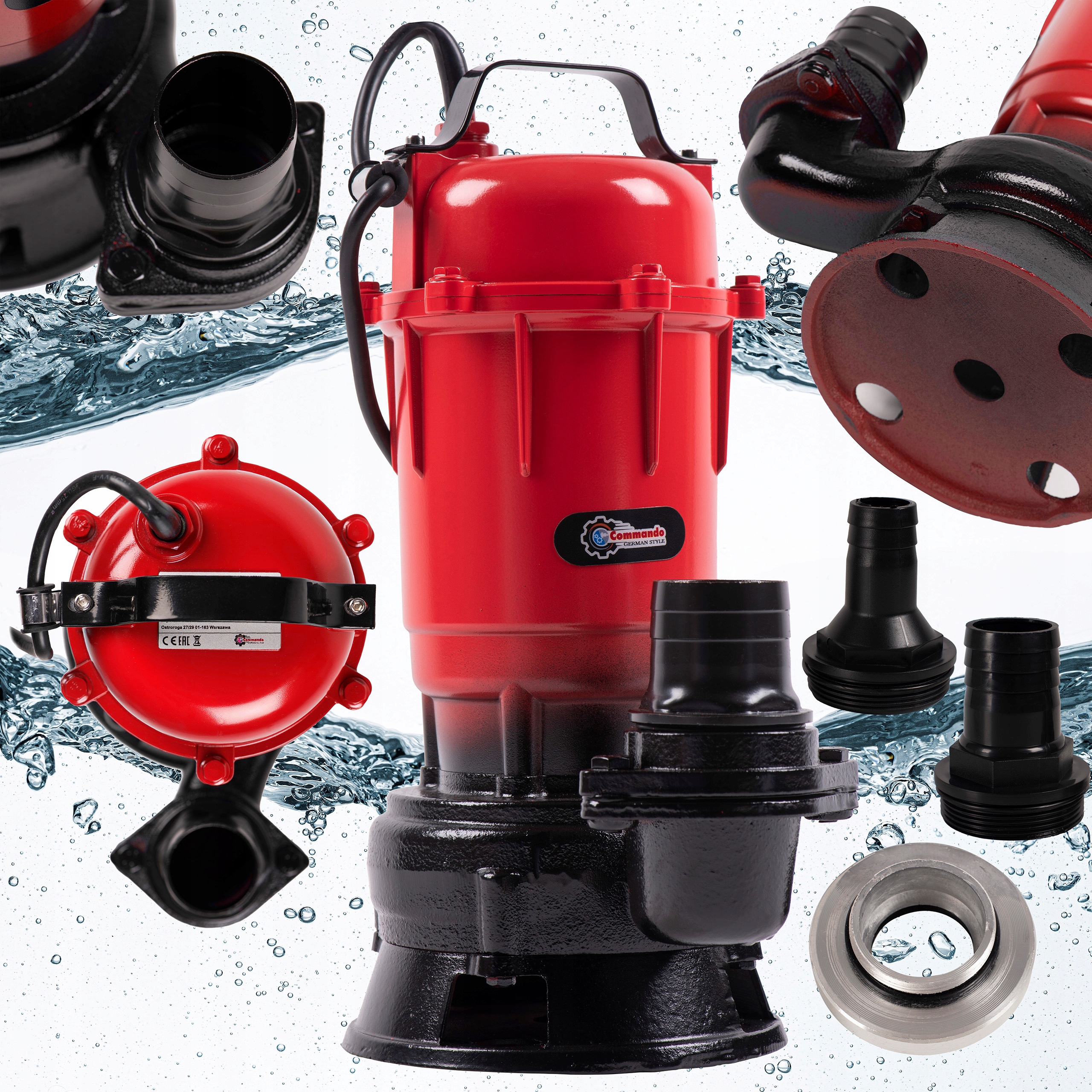 Pompa Żeliwna 14KG Do Wody Brudnej Czystej Szamba Z Rozdrabniaczem Zestaw