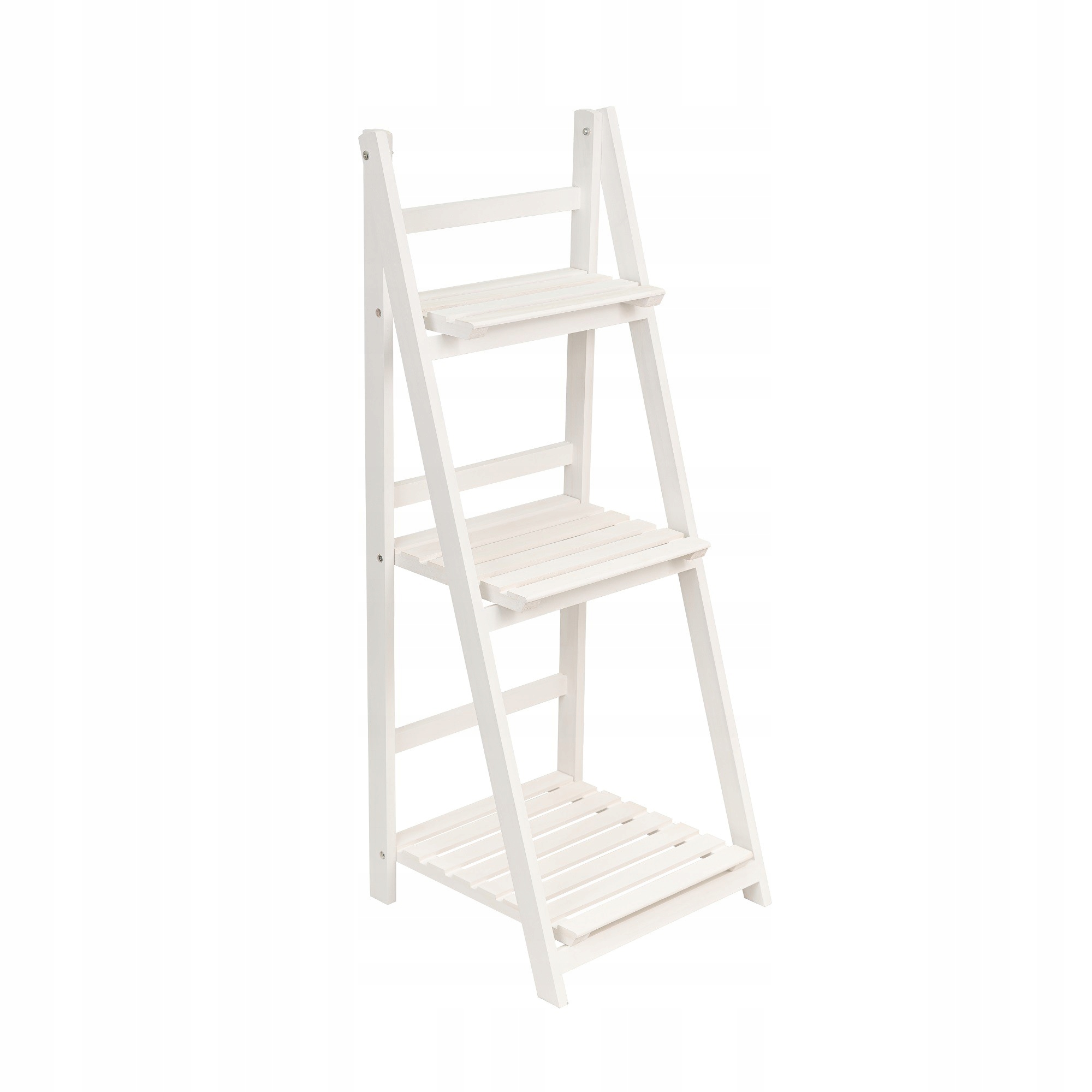 Držák Na Květináč dřevěný bílý 3 police stojan na květináče rostliny loftový TULIPA1