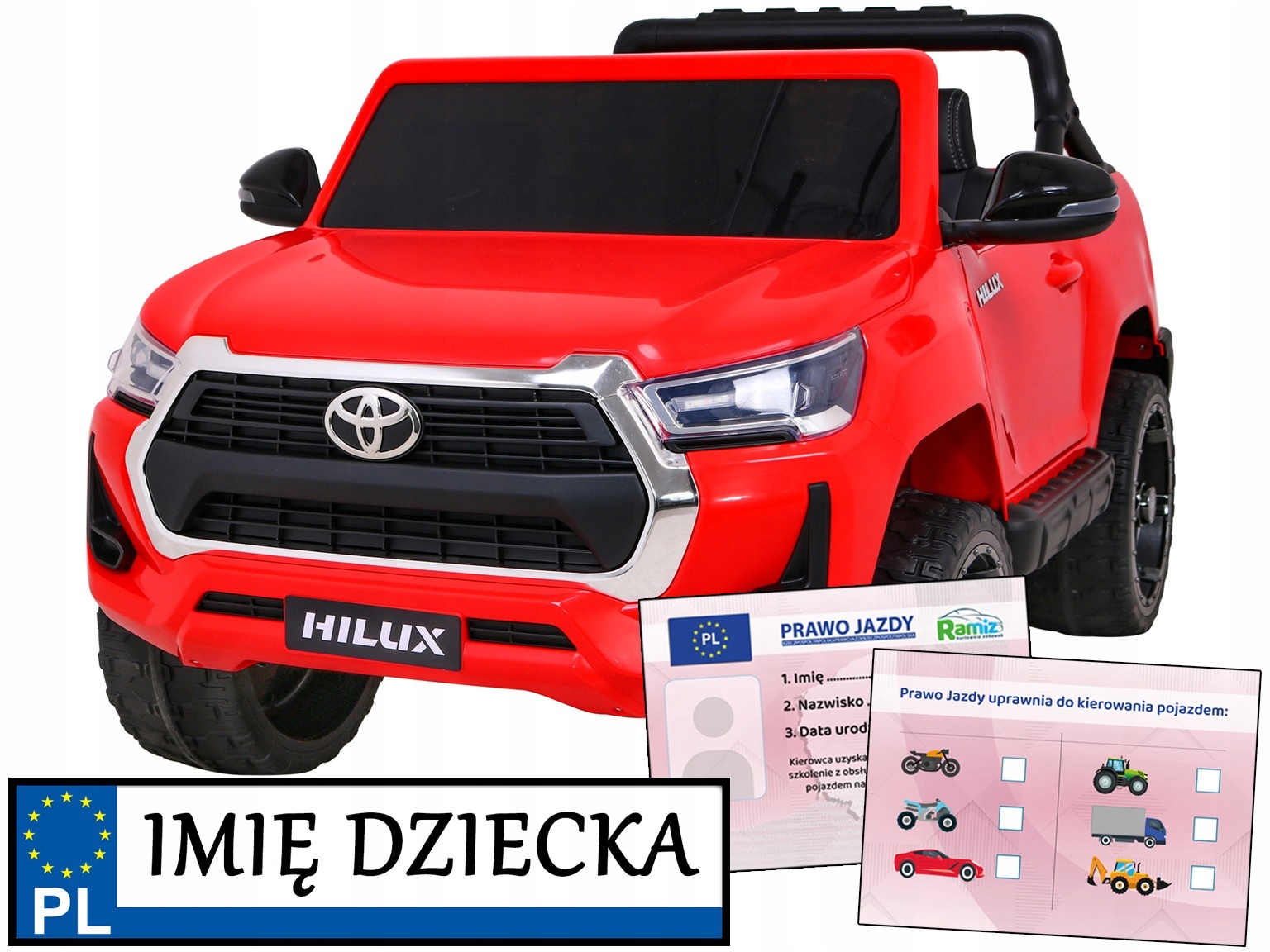 samochód na akumulator Toyota Hilux zmienny napęd napęd 4x4 Kluczyk
