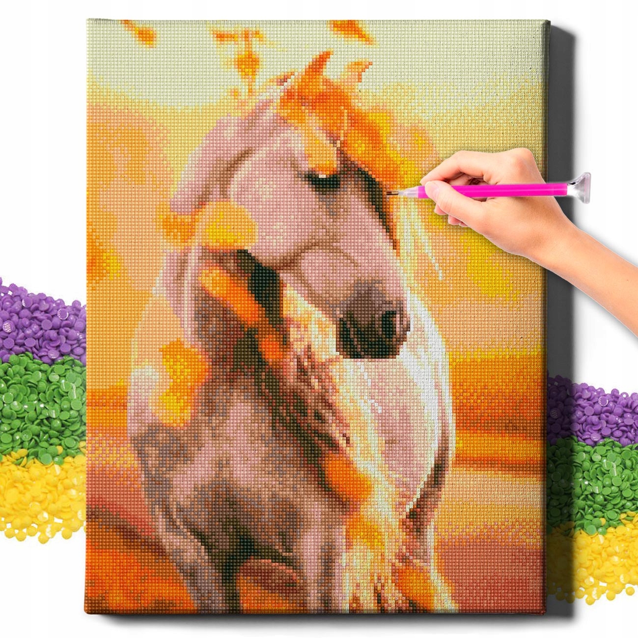Diamond Painting 5D s Ramou Výšivka Diamantový Velký Kůň Mozaika 40x50 cm