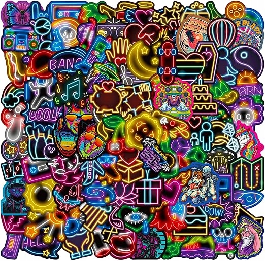Naklejki 100 sztuk neonowe dekoracyjne Styl graffiti wodoodporne winylowe