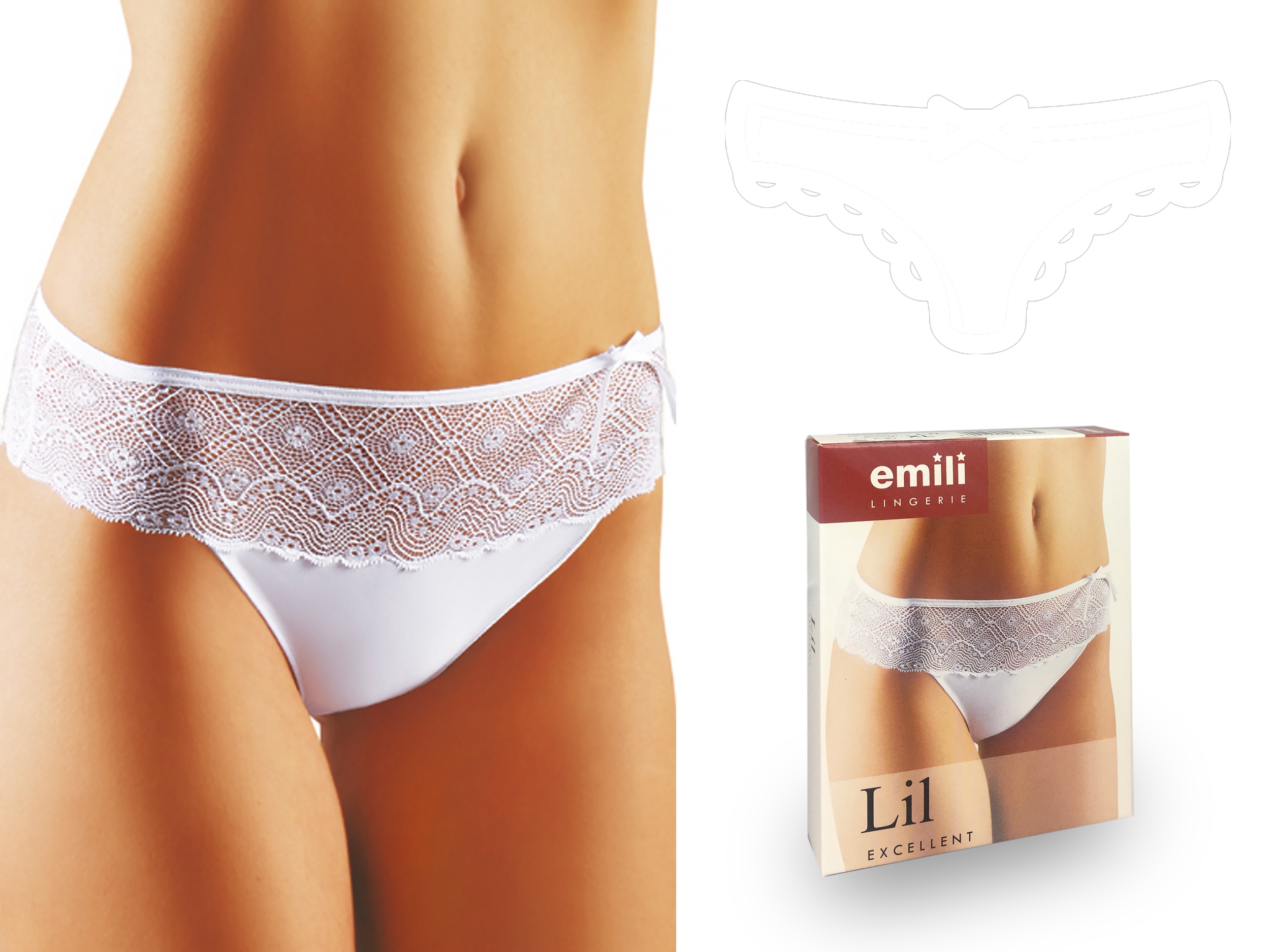 

Emili Lil Koronkowe Figi Microfibra biały XL