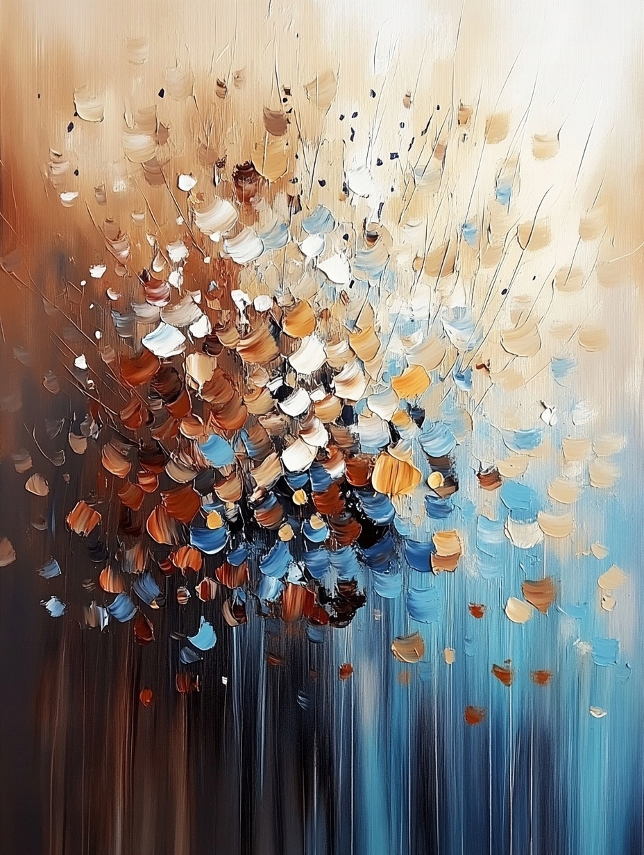Obraz Na Plátně Canvas Abstrakce Hnědá Béžová Tyrkysová Špachtle Impasto 60x80