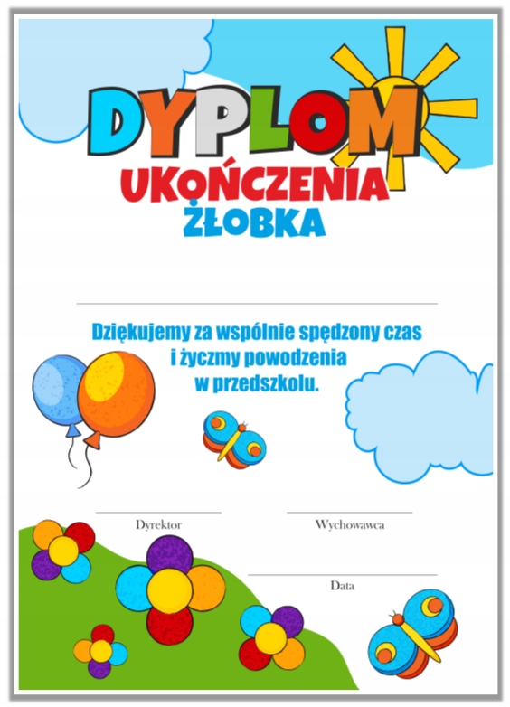 

Dyplom Ukończenia Żłobka wzór 2 (format A4)