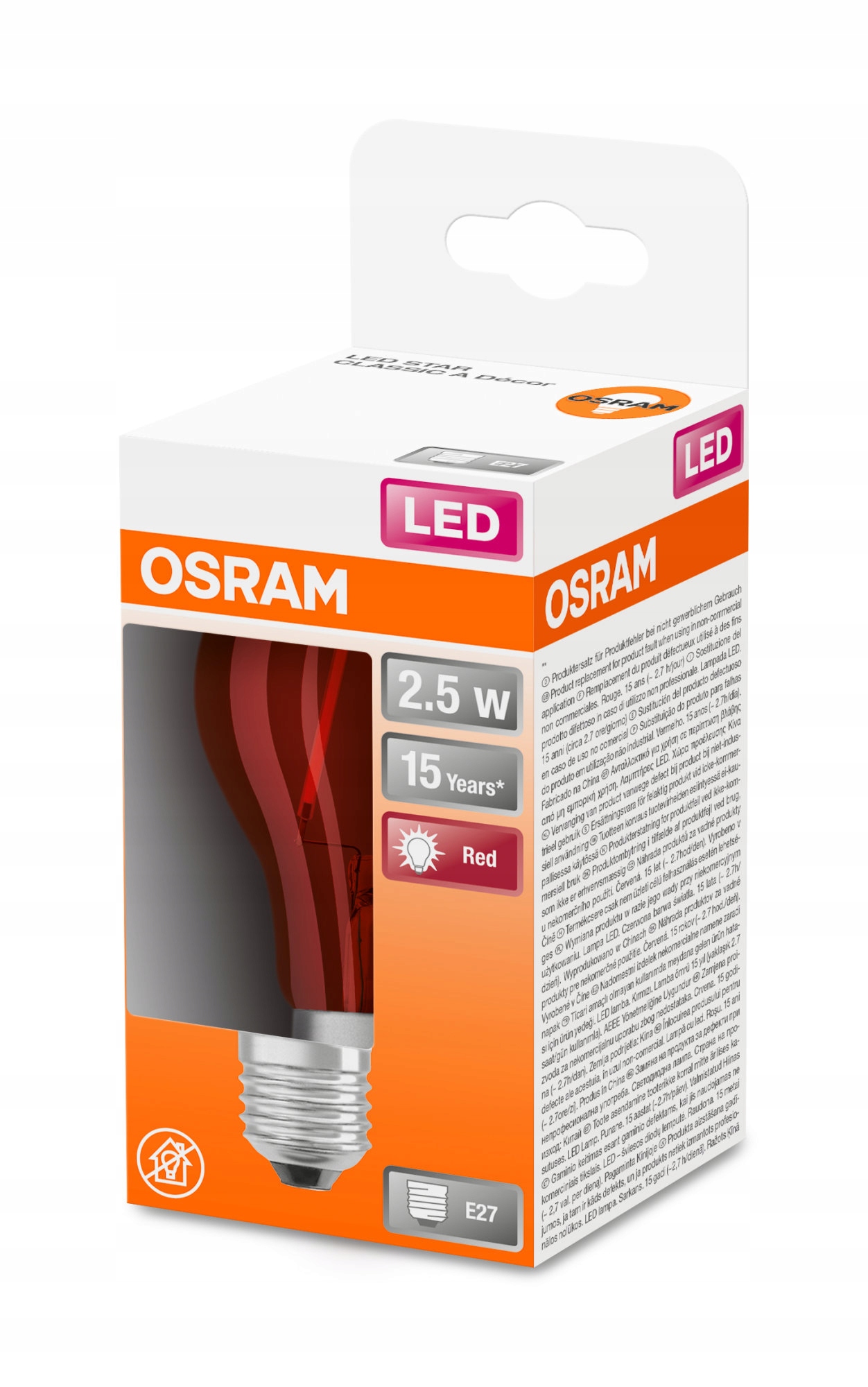 Osram żarówka LED dekoracyjna 2.5W czerwona EAN (GTIN) 4058075433946