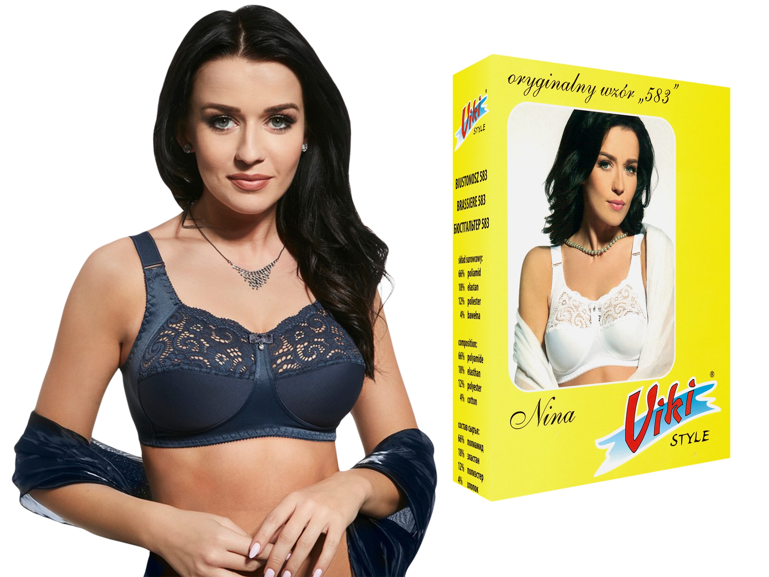 

Nina 583 seksowny Biustonosz Viki grafitowy 90F