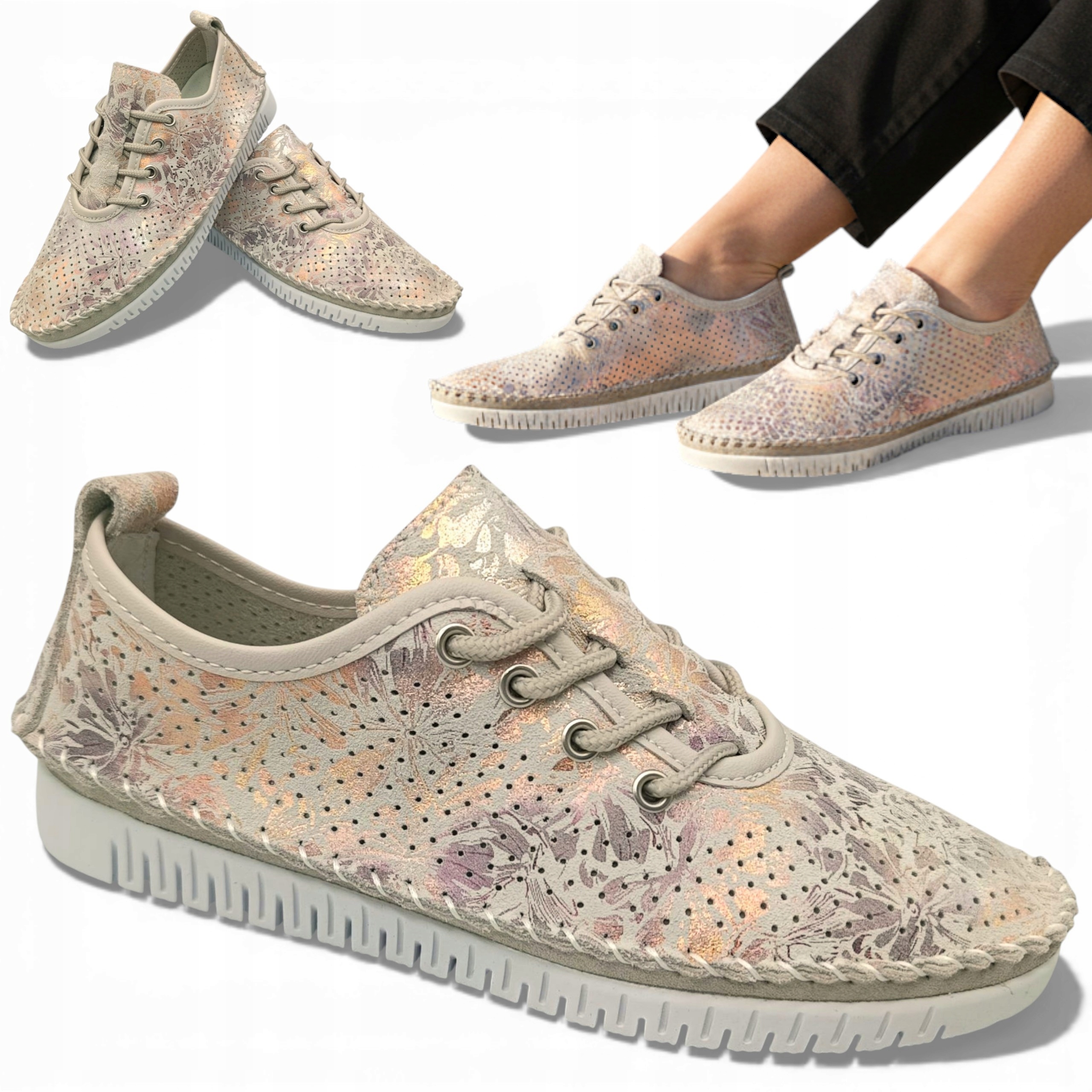 40 Dámské boty Elegantní Přírodní Kůže Lehké Pohodlné Letní Boty