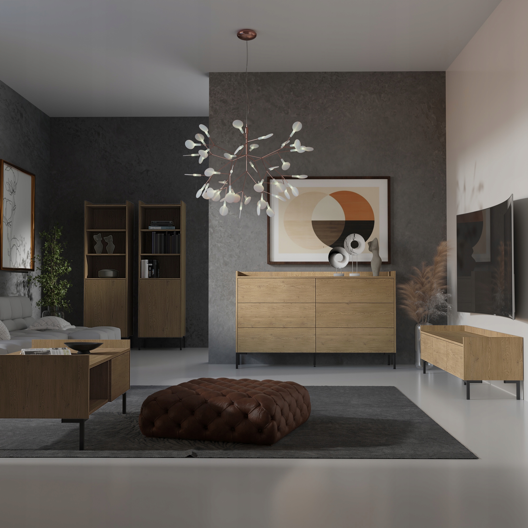 Regał z drzwiami uchylnymi Liam 50 Dąb Cremona