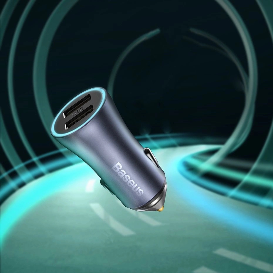 BASEUS SZYBKA ŁADOWARKA SAMOCHODOWA 2x USB 40 W QC JAKOŚĆ ORYGINAŁ + RYSIK Długość przewodu 1 m