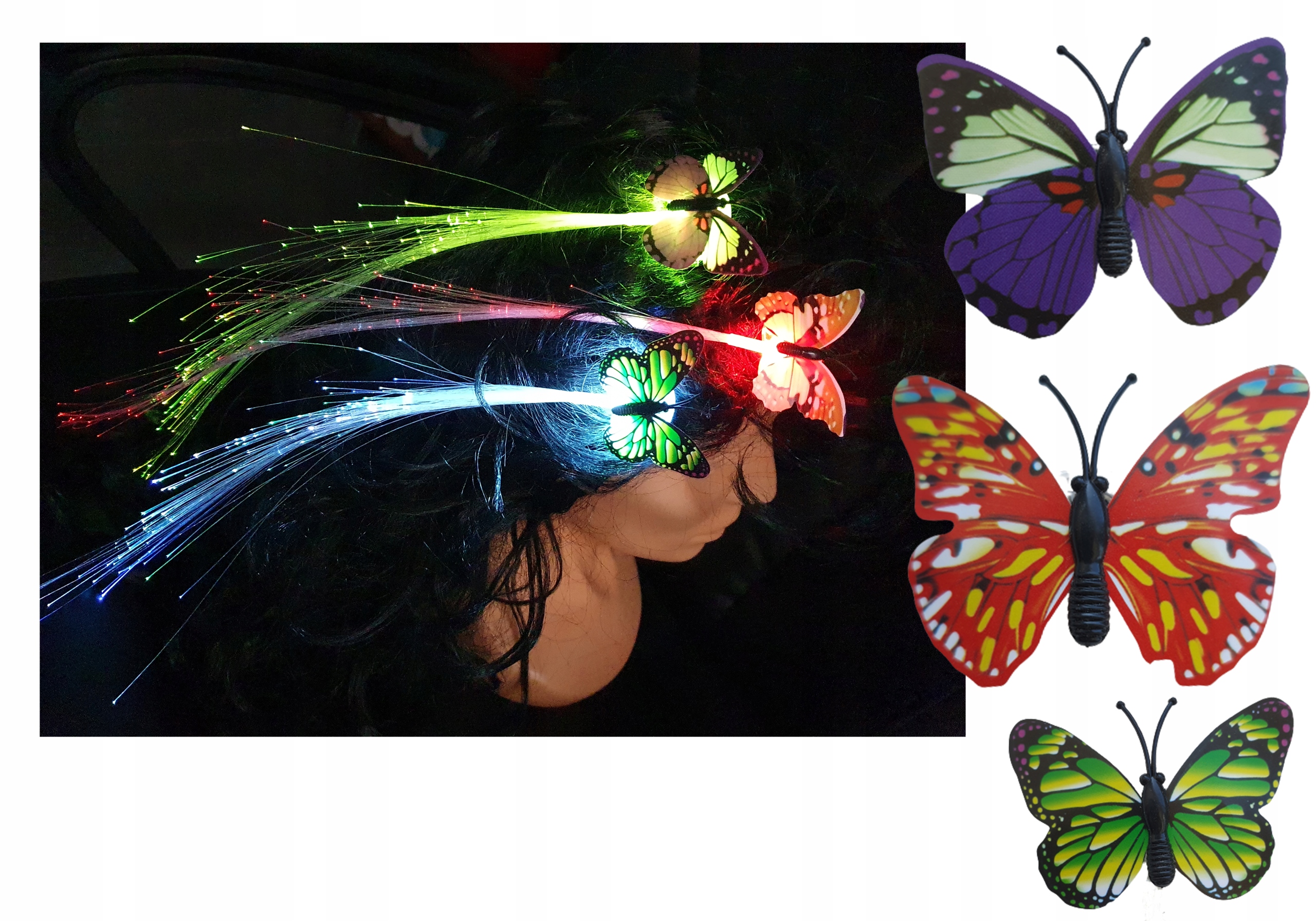 MOTYL świecący w ciemności LED + spinka